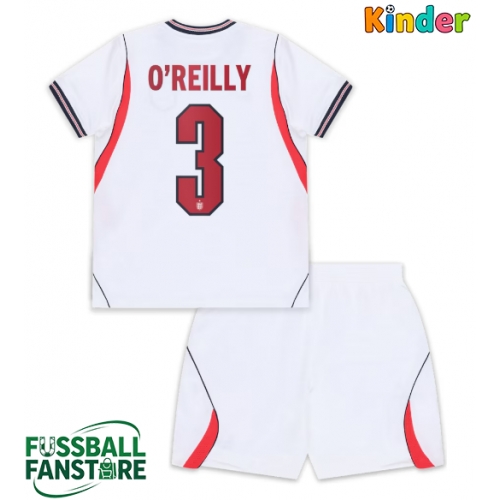 England Nico O'Reilly #3 Replik Heimtrikot Kinder WM 2026 Kurzarm (+ Kurze Hosen)